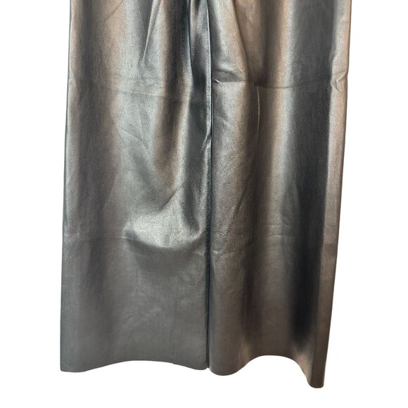 Zara Black Size 0 Faux Leather Wide-Leg Culottes Front & Back Pockets - Picture 11 of 12